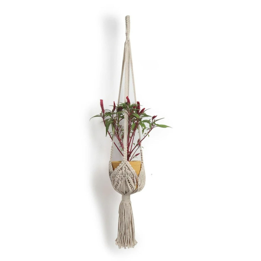 Stylish Macrame Geometric Plant Hanger Modern Artistic Greenery Display